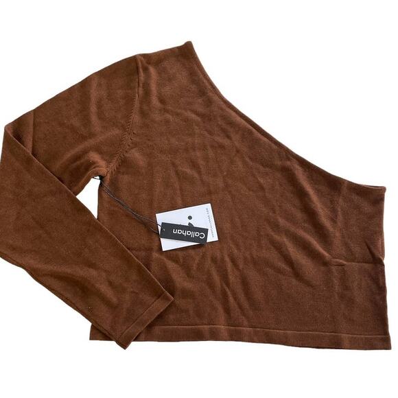 Callahan Sweater Womens Medium‎ Lora Rootbeer Brown One Shoulder Knit Top - Picture 2 of 8